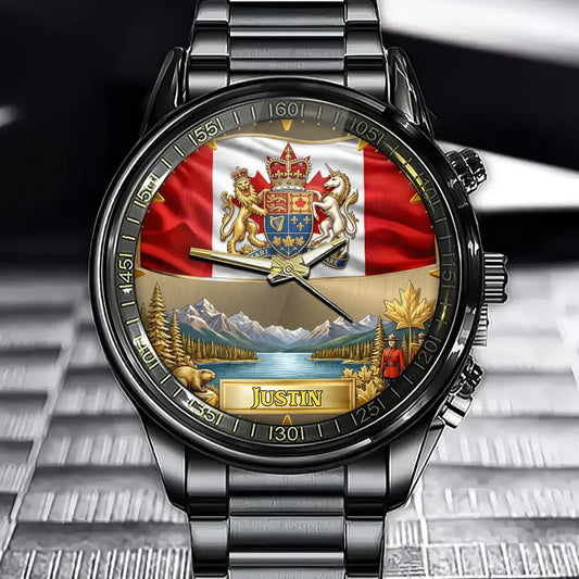 Personalized Canada Coat Of Arms Watch - Custom Engraving For National Pride