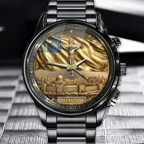 Personalized Christian Holy Land Watch - Jesus, Jerusalem & Your Name - Wear Your Faith