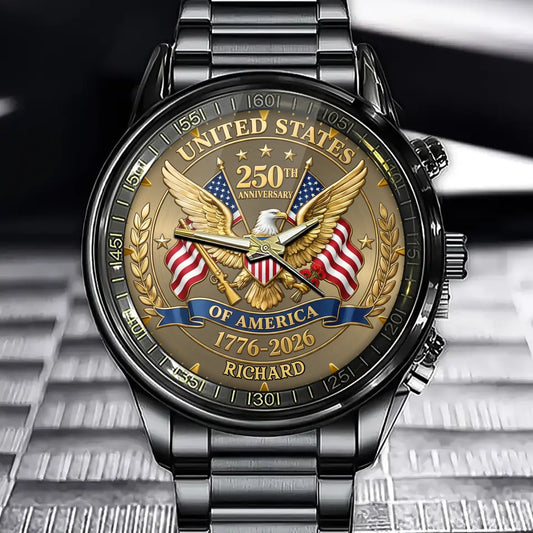 Personalized 250th Anniversary Watch – Honoring 250 Years of American Freedom