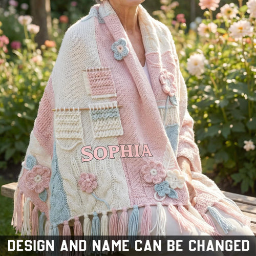 Personalized Floral Crochet Super Soft Warm Scarf – Custom Name For Cozy Comfort
