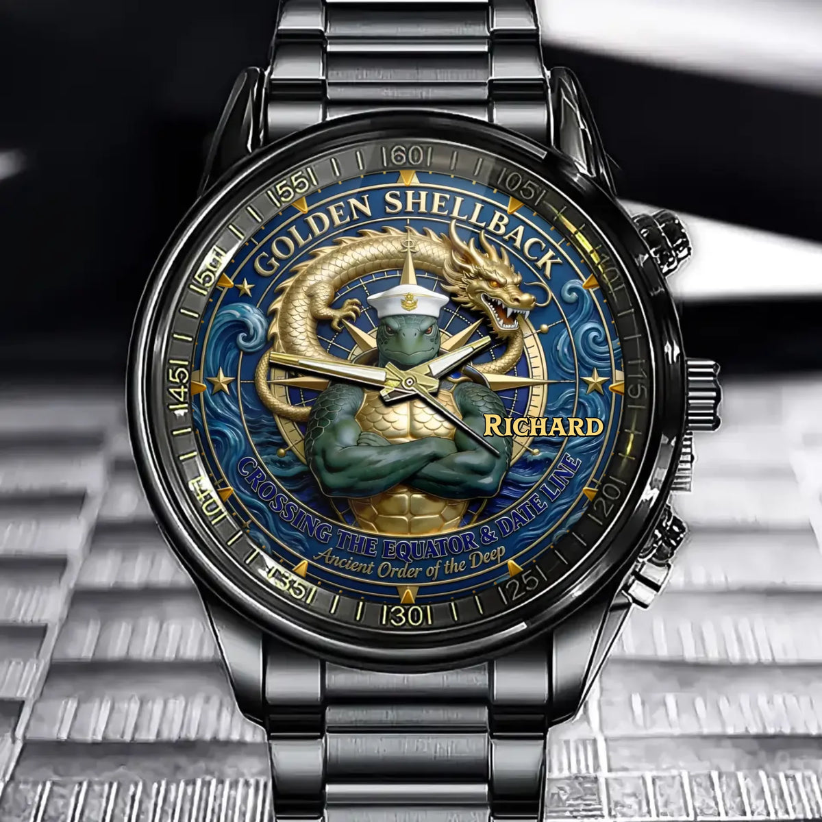 Personalized U.S. Navy Watch – Shellback, Golden Shellback, Golden Dragon & Veteran Tribute