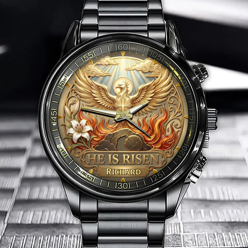 Personalized Divine Renewal Anniversary Watch – Unique He Is Risen Design With Name