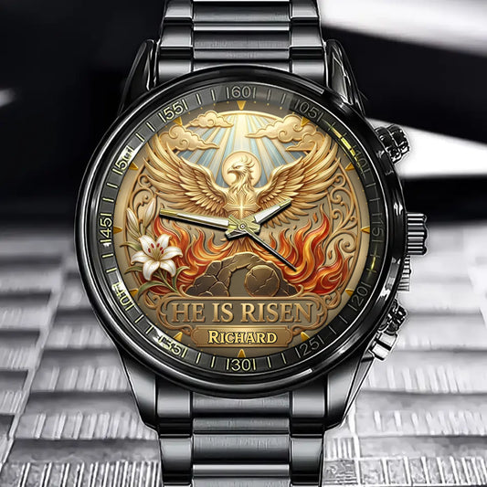 Personalized Divine Renewal Anniversary Watch – Unique He Is Risen Design With Name