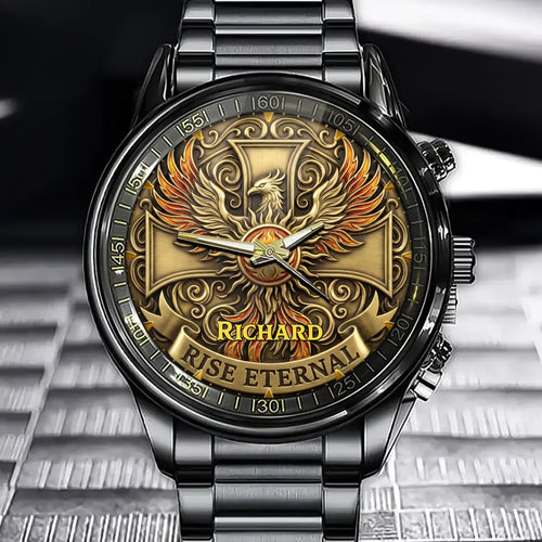 Personalized Golden Rebirth Collector’s Watch – Custom Name with Legendary Phoenix