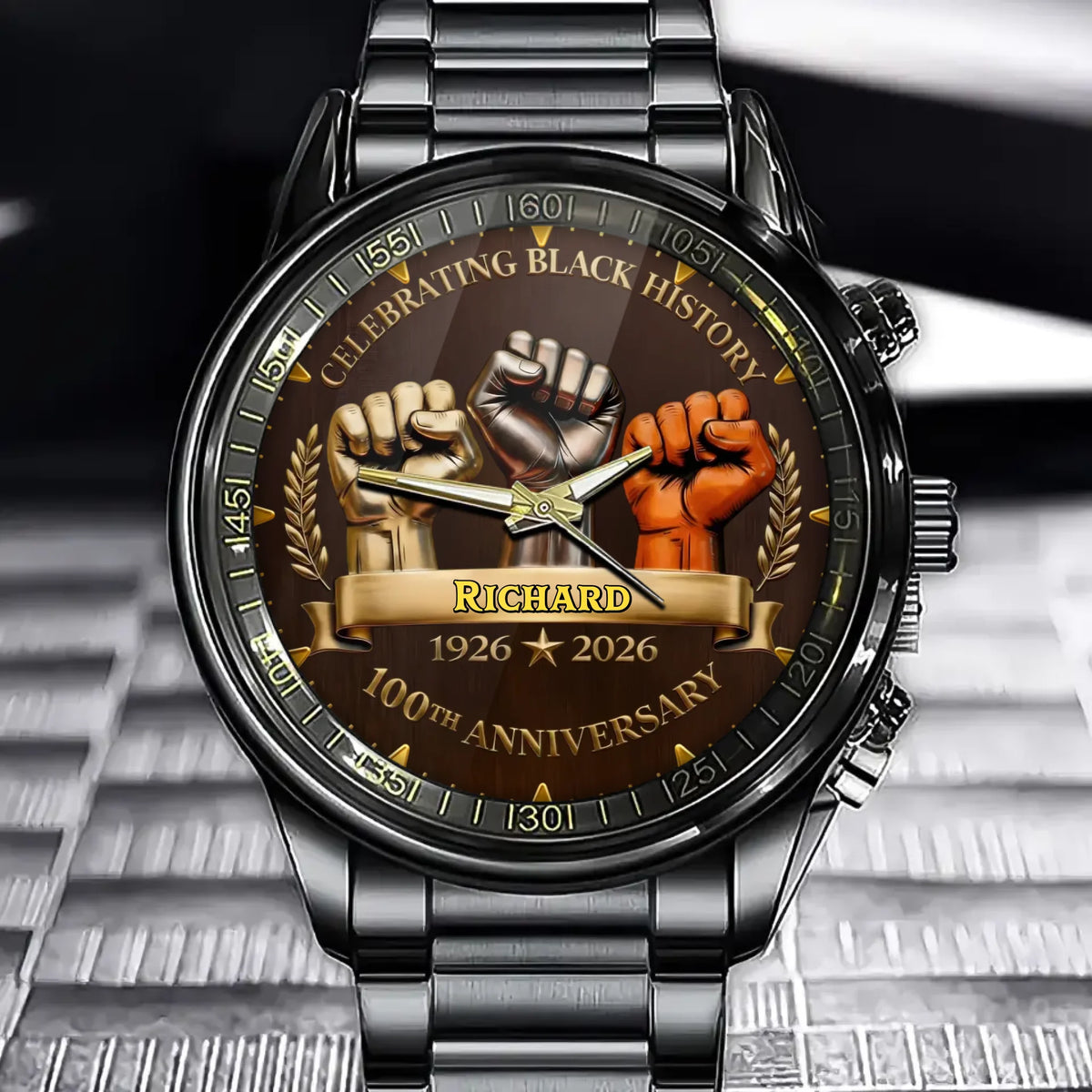 Personalized Celebrating Black History Watch – 100th Anniversary Commemorative Dial, Legacy Keepsake