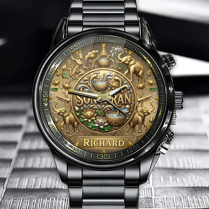 Personalized Songkran Watch-Custom Name Festive Gift