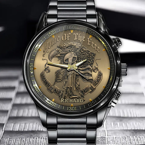 Personalized American Eagle & Battlefield Cross Memorial Watch
