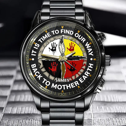 Personalized Indigenous Medicine Wheel Watch -With Custom Name Engraving