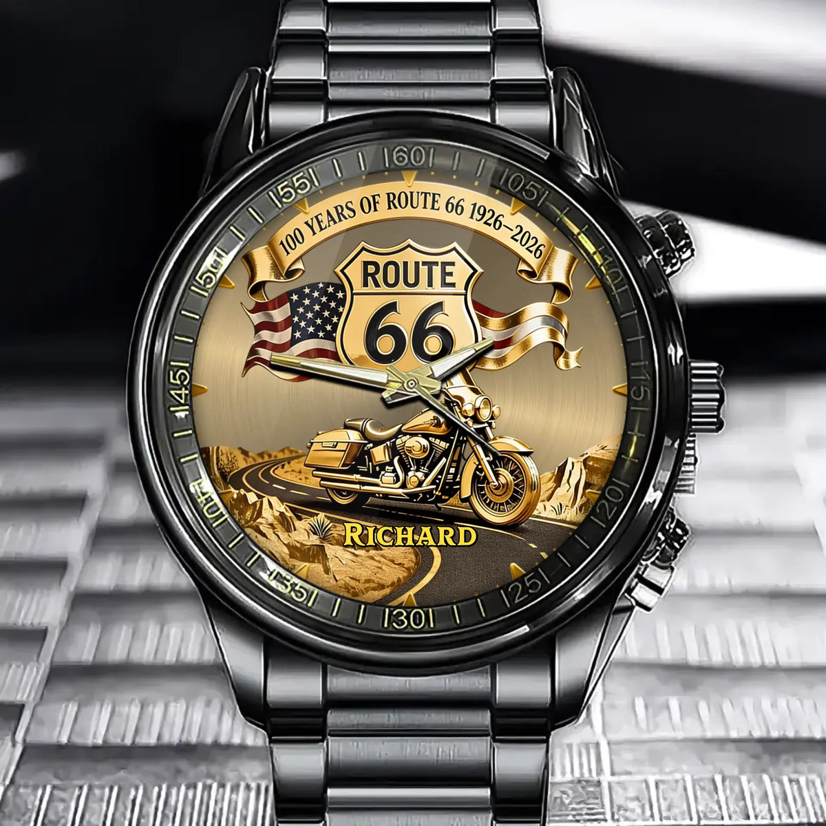 Personalized Road Legend Watch - Custom Name Classic Rider Emblem Watch