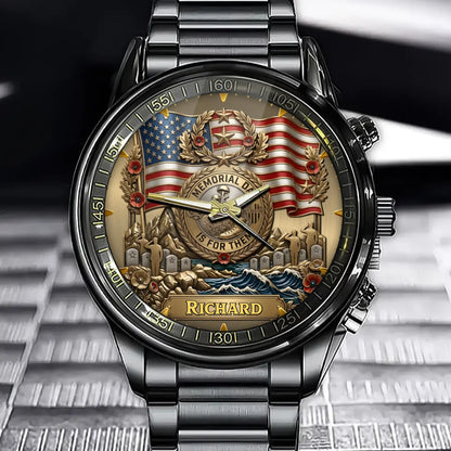 Personalized Memorial Day Is For Them Watch – Custom Name With Flag and Honor Crest
