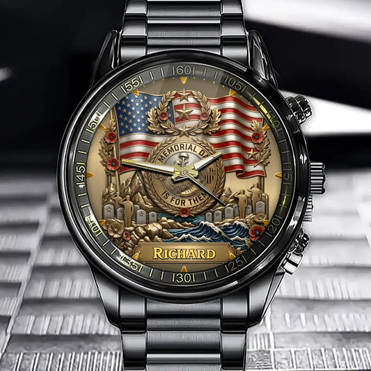 Personalized Memorial Day Is For Them Watch – Custom Name With Flag and Honor Crest