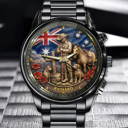 Personalized Australian Soldier Poppy Watch – Tribute To Fallen Heroes