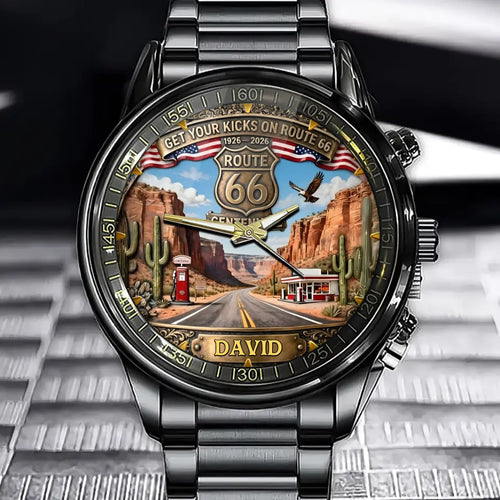 Personalized Route 66 Centennial 1926-2026 Watch- Retro Road Trip Explore