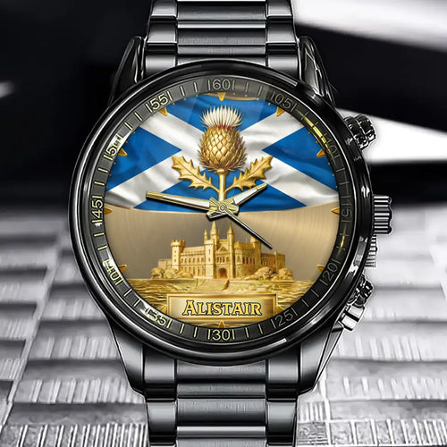 Personalized Scotland Heritage Watch – Custom Name With Scotland And Crest