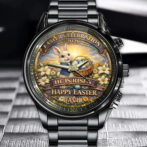 Personalized Easter Bunny Watch With Custom Name - He Is Risen 2026