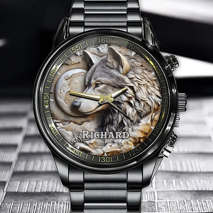 Personalized Wolf And Fox Watch - Full Of Natural Elements, Perfect For Wildlife Lovers
