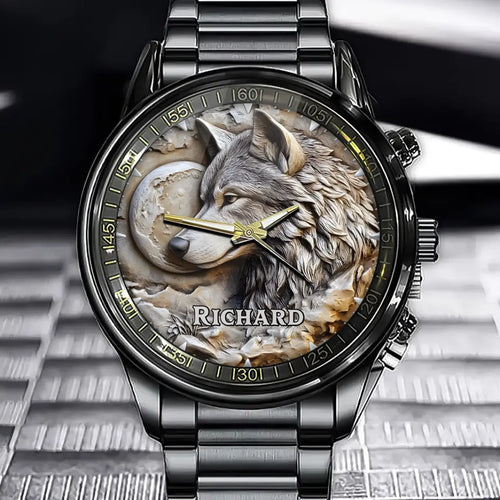 Personalized Wolf And Fox Watch - Full Of Natural Elements, Perfect For Wildlife Lovers