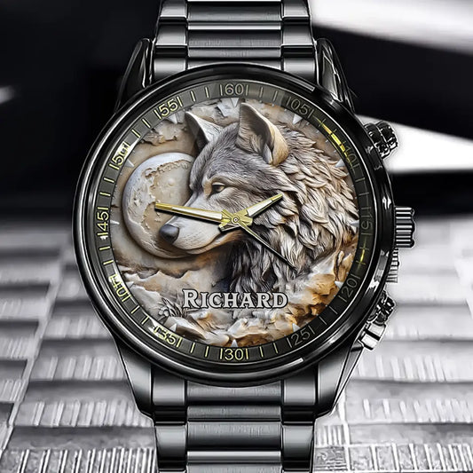 Personalized Wolf And Fox Watch - Full Of Natural Elements, Perfect For Wildlife Lovers