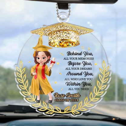 Custom Car Ornament - Personalized Graduation Gifts For Her - Graduation Glow On The Go