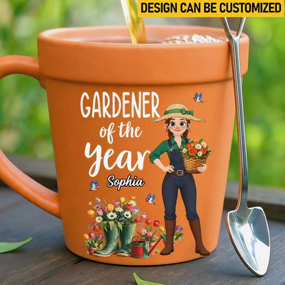 Custom Plant Pot Ceramic Mug - Personalized Birthday Garden Gifts For Gardeners