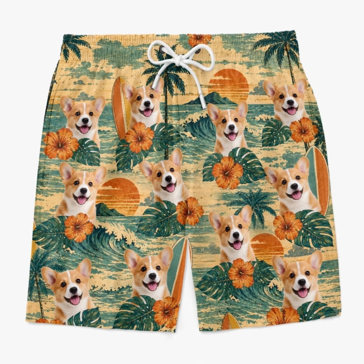 Custom Photo Tropical Hawaiian Aloha Men Beach Shor (1)