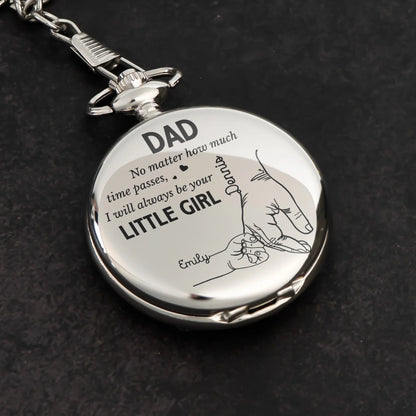 Custom Pocket Watch-Personalized Forever Your Little Girl Father's Day, Gift For Dad, Grandpa