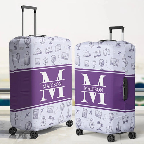 Custom Luggage Cover - Personalized Summer Vacation And Travel Gifts For Women, Men - Adventure Starts Here