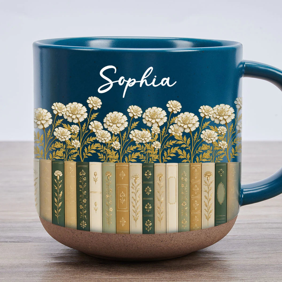 Custom 3D Inflated Effect Printed Mug - Personalized Floral Birth Month Name Coffee Mug