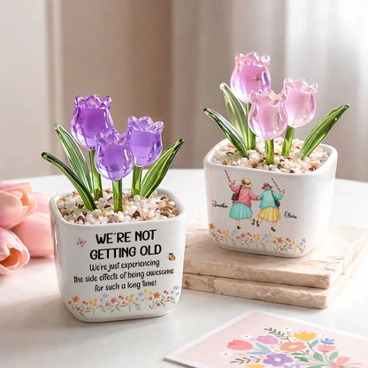 Not Getting Old - Personalized Custom Glass Everlasting Tulips