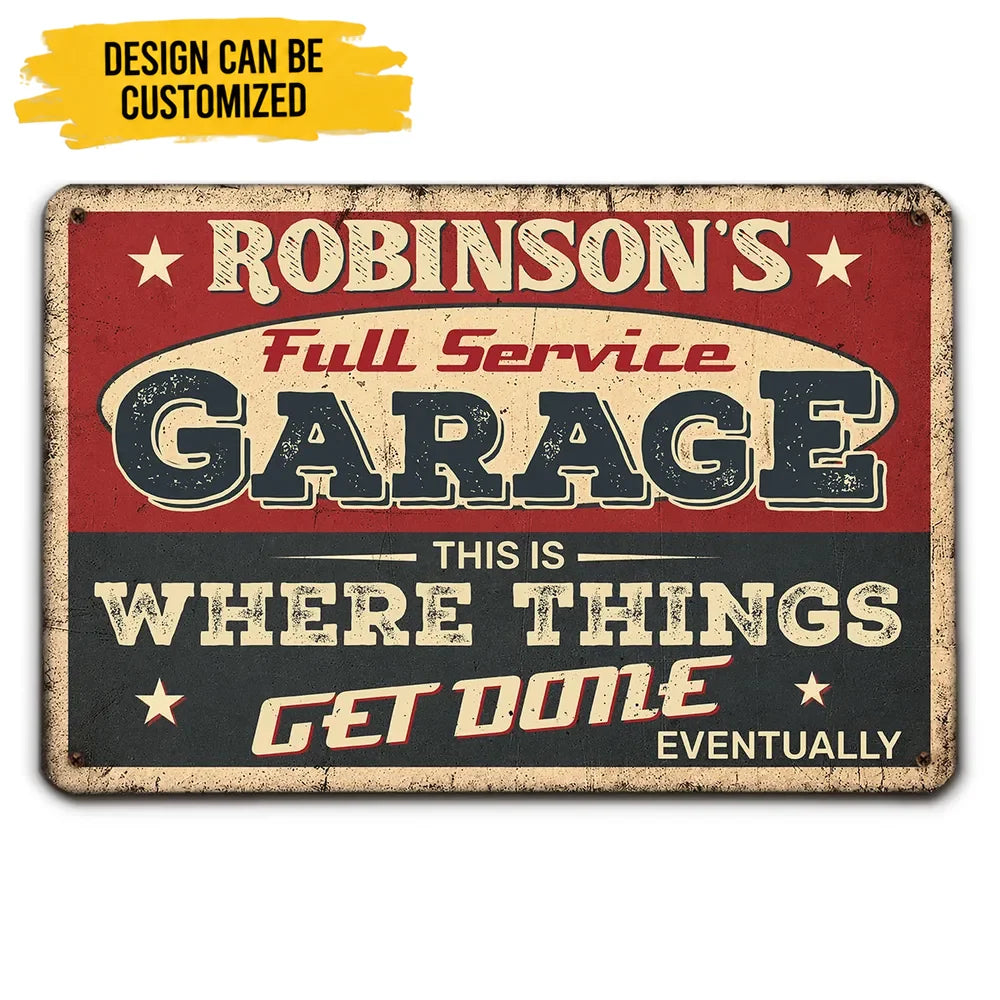 This Garage Runs On Tomorrow - Personalized Custom Metal Sign