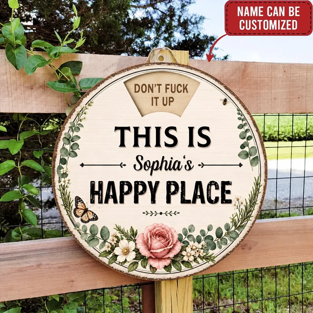 Custom Rotating Wooden Door Sign - Personalized Backyard Name Sign with Floral Design - Perfect for Garden Lovers