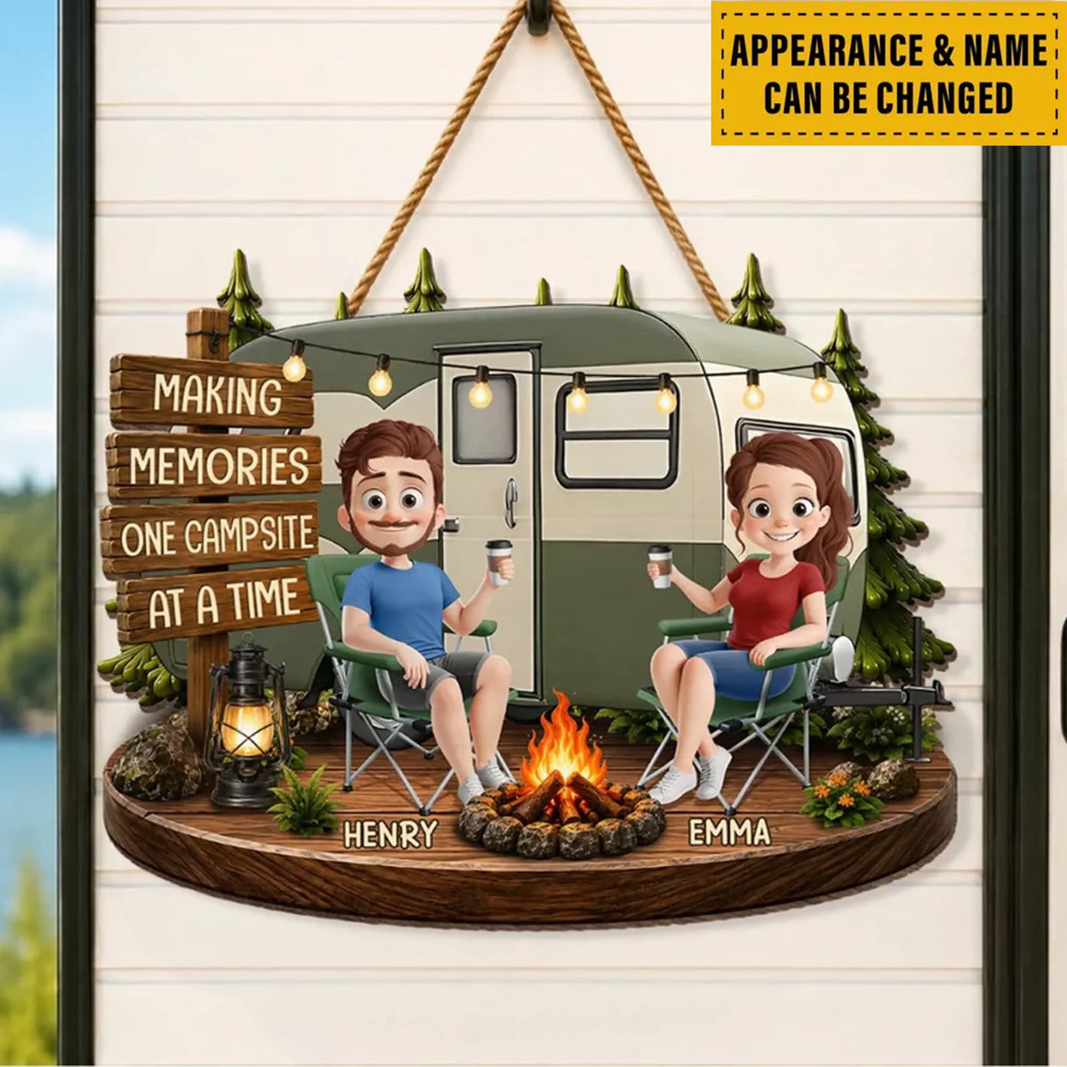 Custom Wood Sign - Personalized Birthday Camping Gifts For Campers, Husband And Wife, Him And Her - Our Favorite Escape Is Together