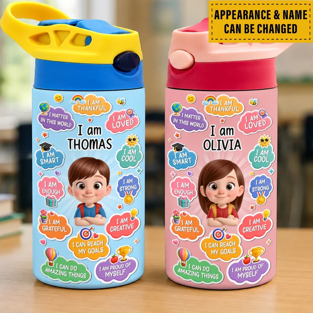 Custom Kids Insulated Water Bottle - Personalized Back To School Gifts For Kids - Bright Days Ahead