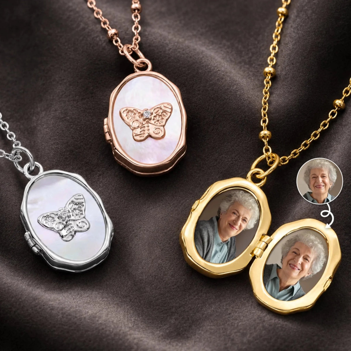 Custom Photo Butterfly Locket - Personalized Memorial Sympathy Gifts For Loss Of Mom, Dad - Forever In Our Hearts