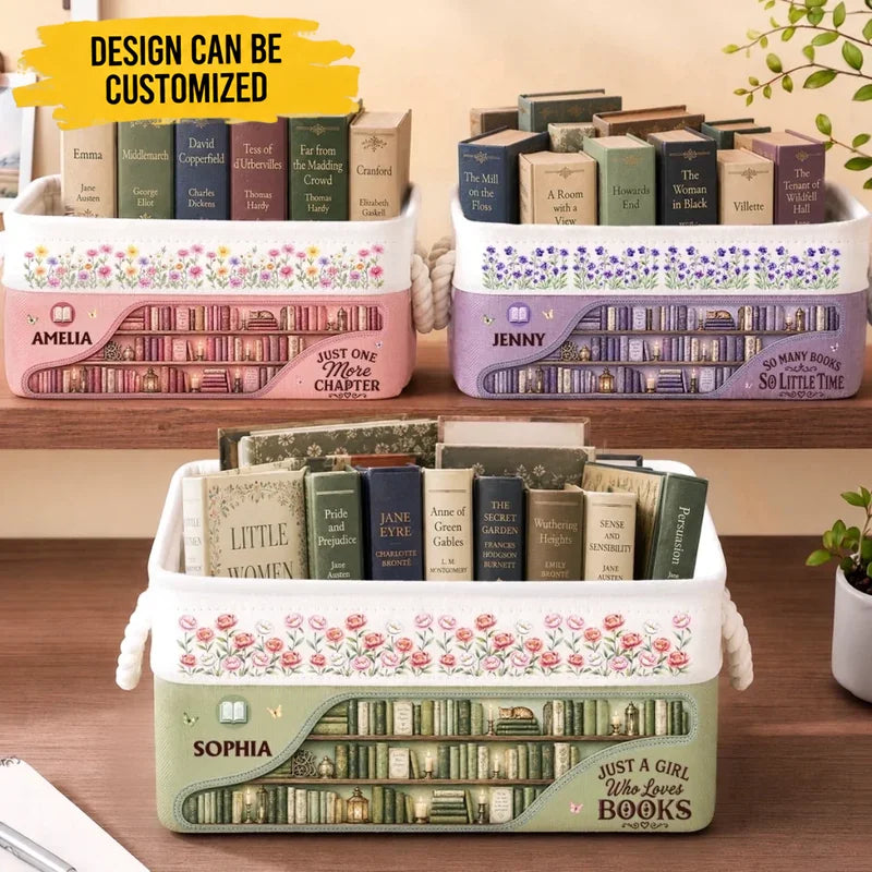 Custom Storage Basket - Personalized Bookish Gifts For Book Lovers, Bookworms, Readers - Find Your Story Here