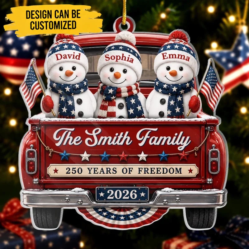 Custom Acrylic Ornament - Personalized America 250th Anniversary Christmas Gifts For Mom, Dad, Brother, Sister - Driven By Love United By Freedom