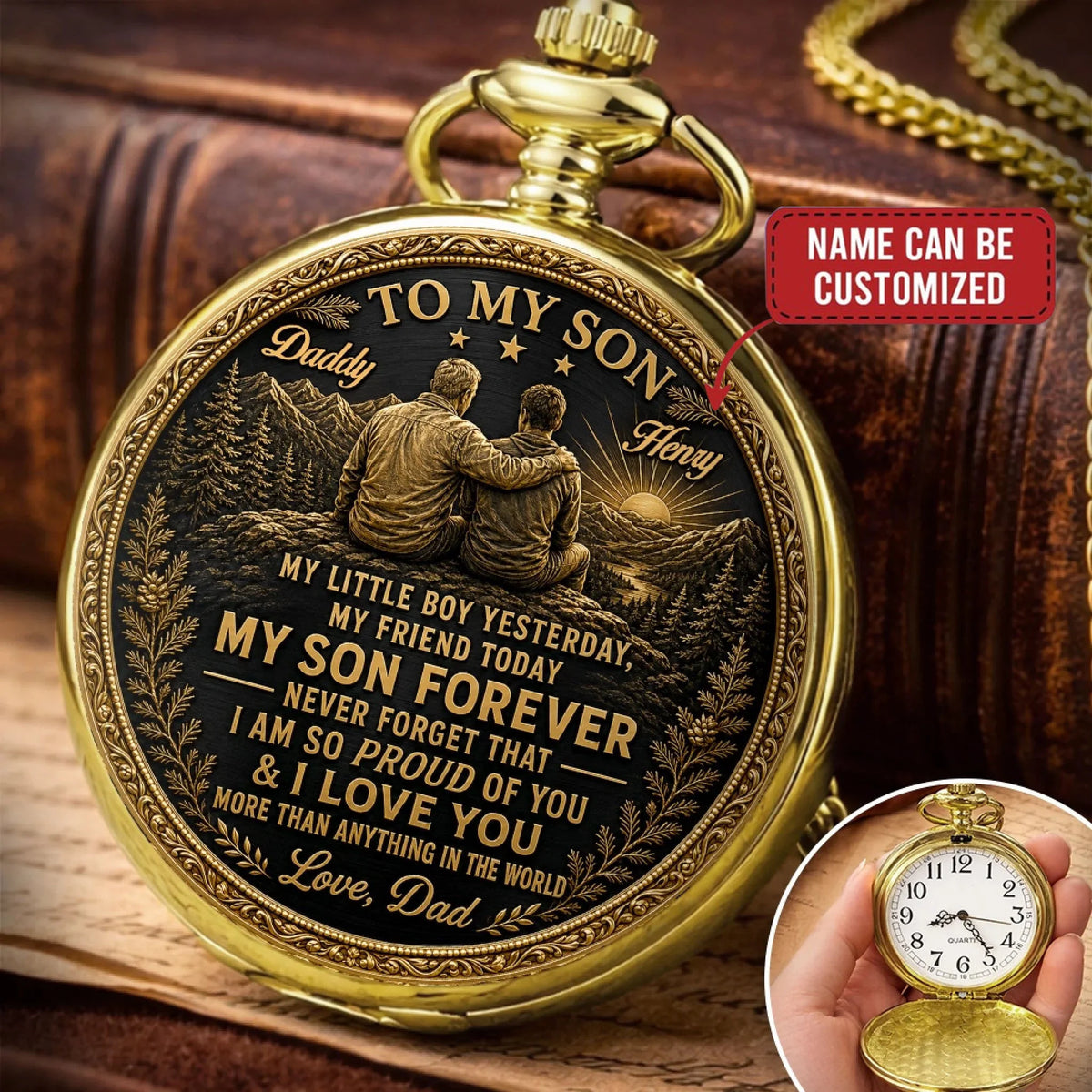 Custom Pocket Watch - Personalized Birthday Gifts For Son - Forever My Son And Best Friend
