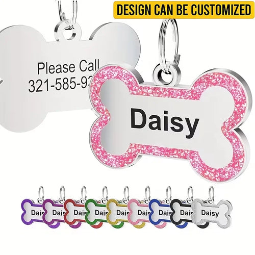 Custom Stainless Steel ID Name Pendant - Personalized Pet Name and Phone Number - ID Tag for Dogs