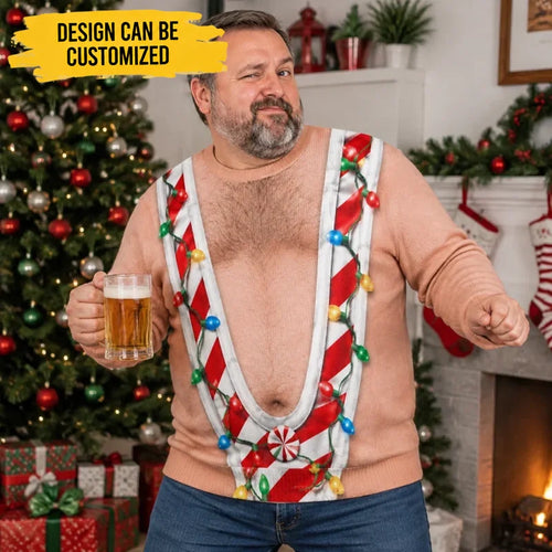 Personalized Ugly Sweatshirt - Christmas, Funny Gift For Men - My Belly Brings The Cheer