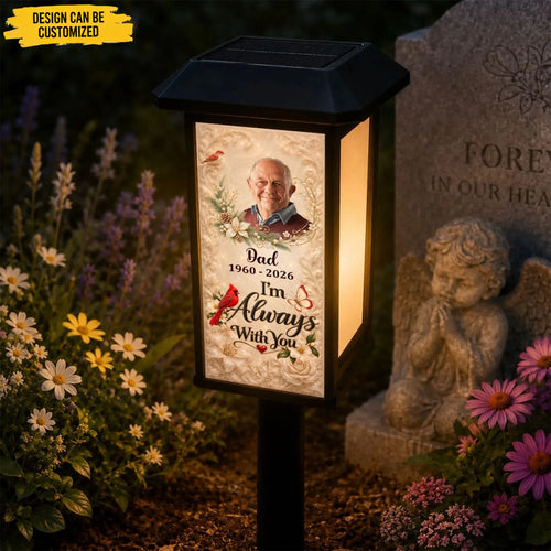 Personalized Solar Garden Light - Custom Photo Memorial Garden Light For Grieving Families, Loss Of Mom, Loss Of Dad - My Forever In Our Hearts