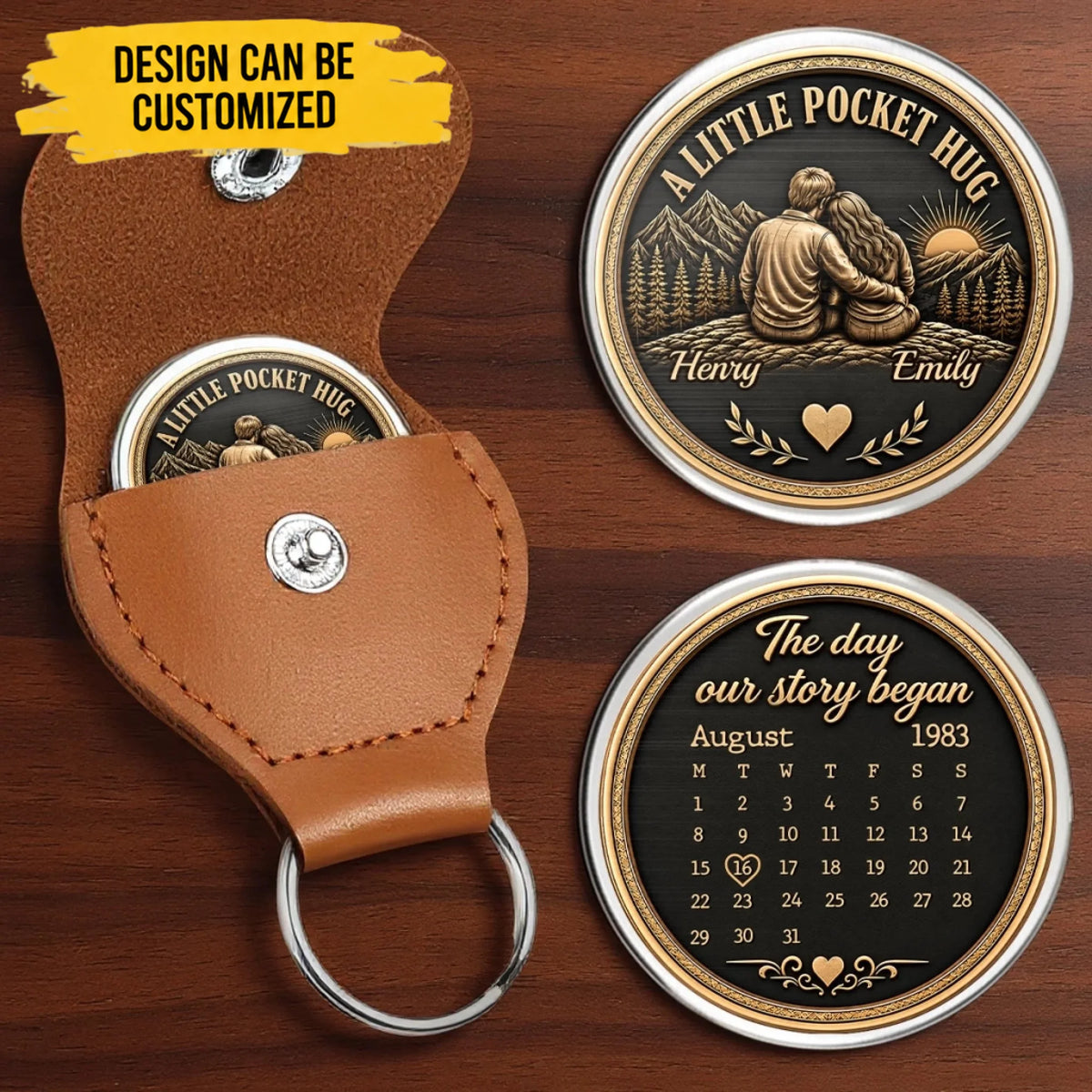 Custom Pocket Hug - Personalized Anniversary Wedding Gifts For Husband And Wife, Him And Her - Together Is Sweet Forever