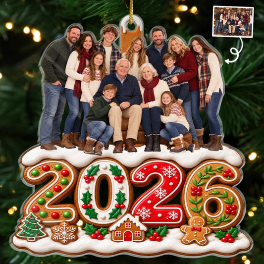 Custom Photo Acrylic Ornament - Personalized Christmas Birthday Gifts For Mom, Dad, Brother, Sister - Blessed With A Loving Family