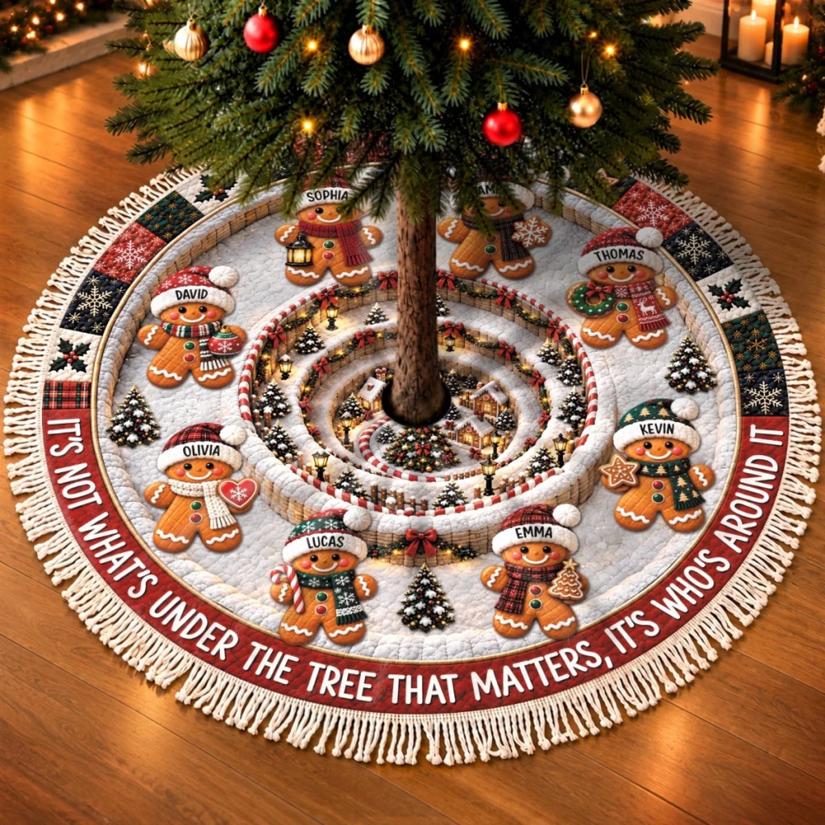 Custom Tree Skirt - Personalized Christmas Birthday Gifts For Mom, Dad, Brother, Sister - Sweetest Family Around The Tree