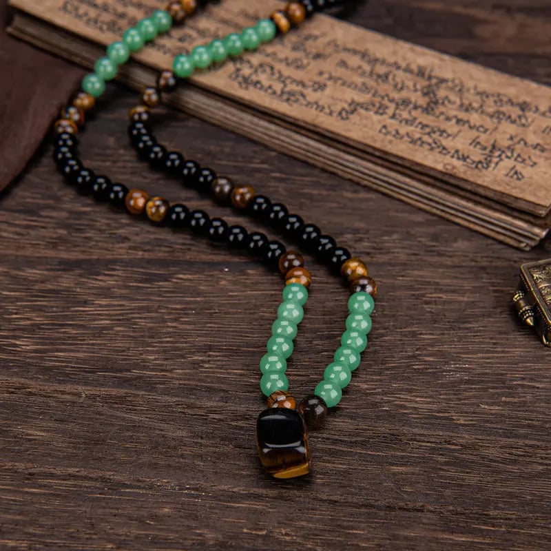 ✨Crystal Fortune Pendant Necklace | GreenAventurine & Tiger Eye Pendant