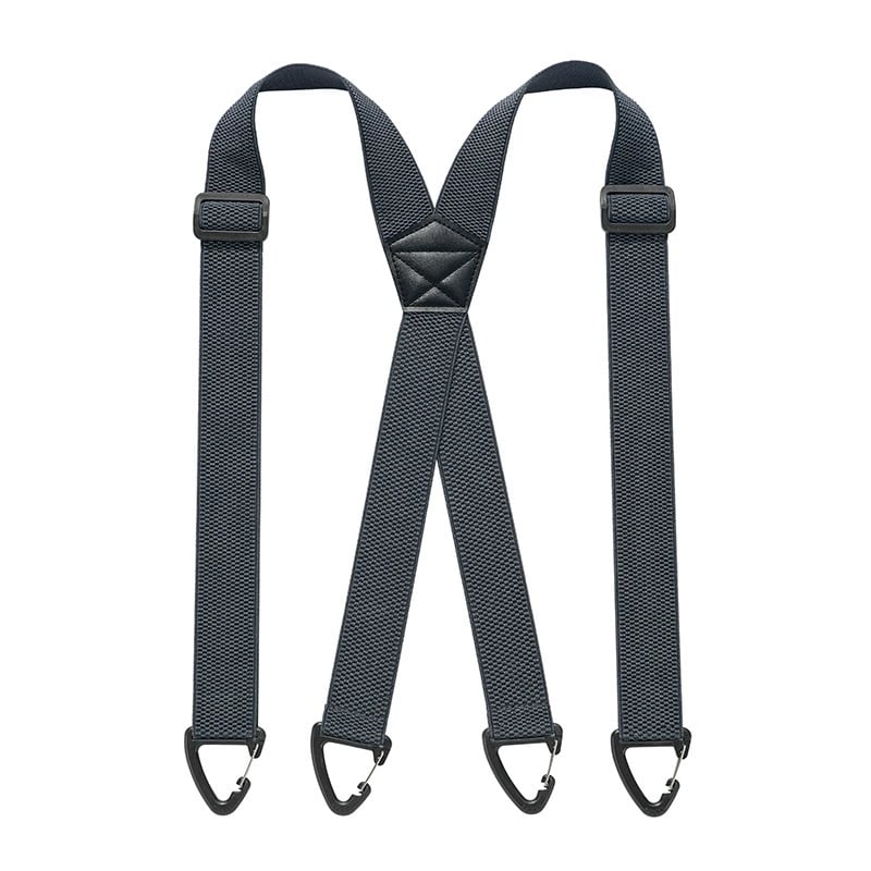 Men's 1.5 Inch X-Back Elastic Suspenders – Adjustable Heavy Duty Carabiner Hook Clips with Leather Cross Pad, Work, Business & Casual Style
