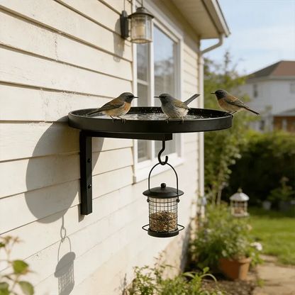 Wall-Mounted Metal Bird Bath – Antique Bronze Finish