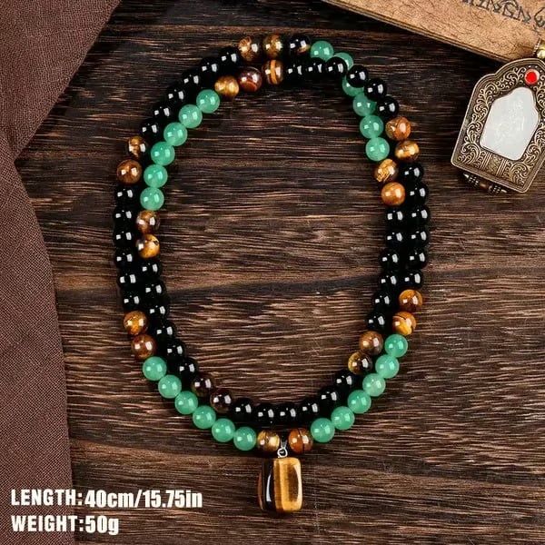 ✨Crystal Fortune Pendant Necklace | GreenAventurine & Tiger Eye Pendant