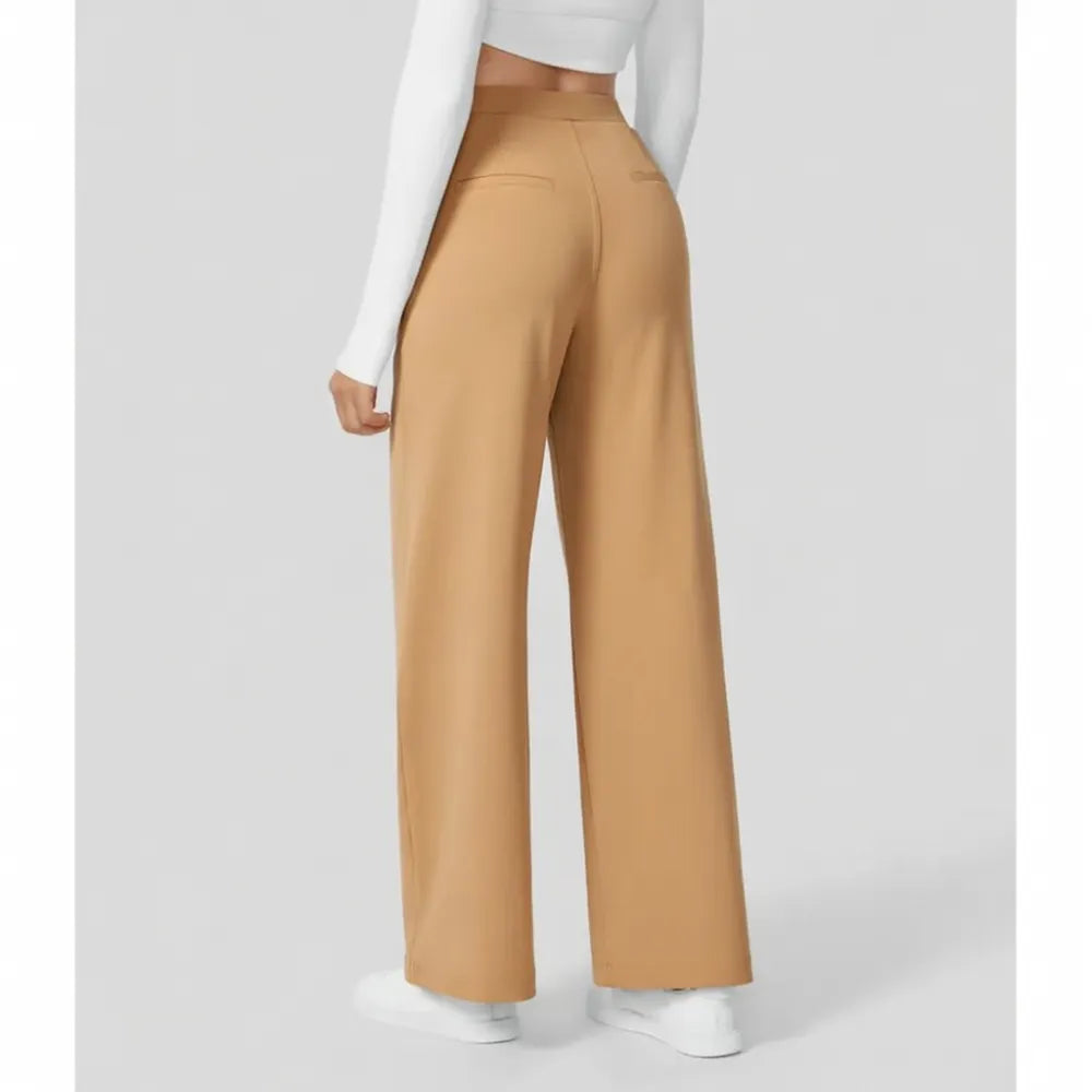 Women's Flattering High Waist Work Pants – Stretchy Straight Leg Trousers, Perfect from Office to Weekend
