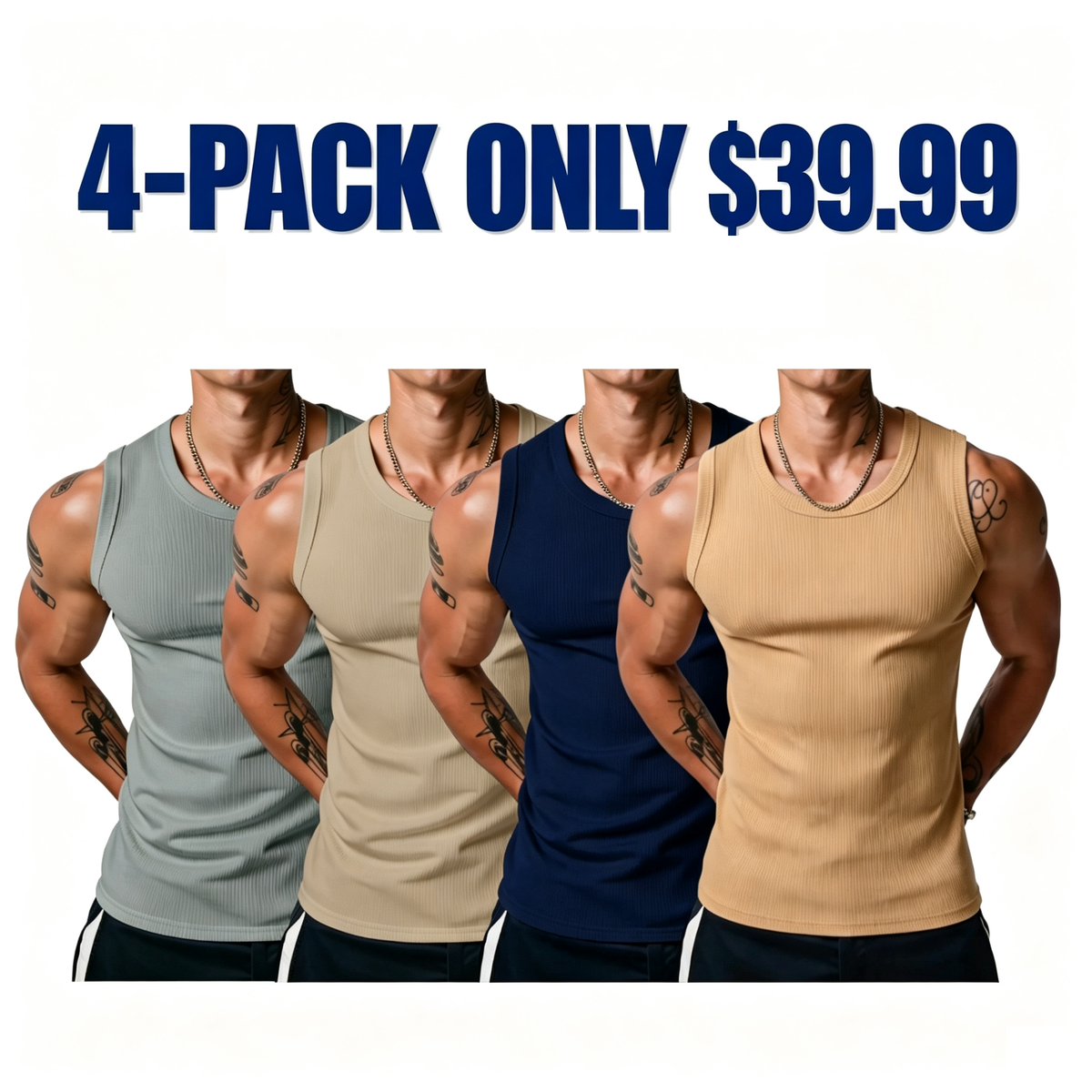 💝💝Men's Wide Strap Ribbed Tank Top