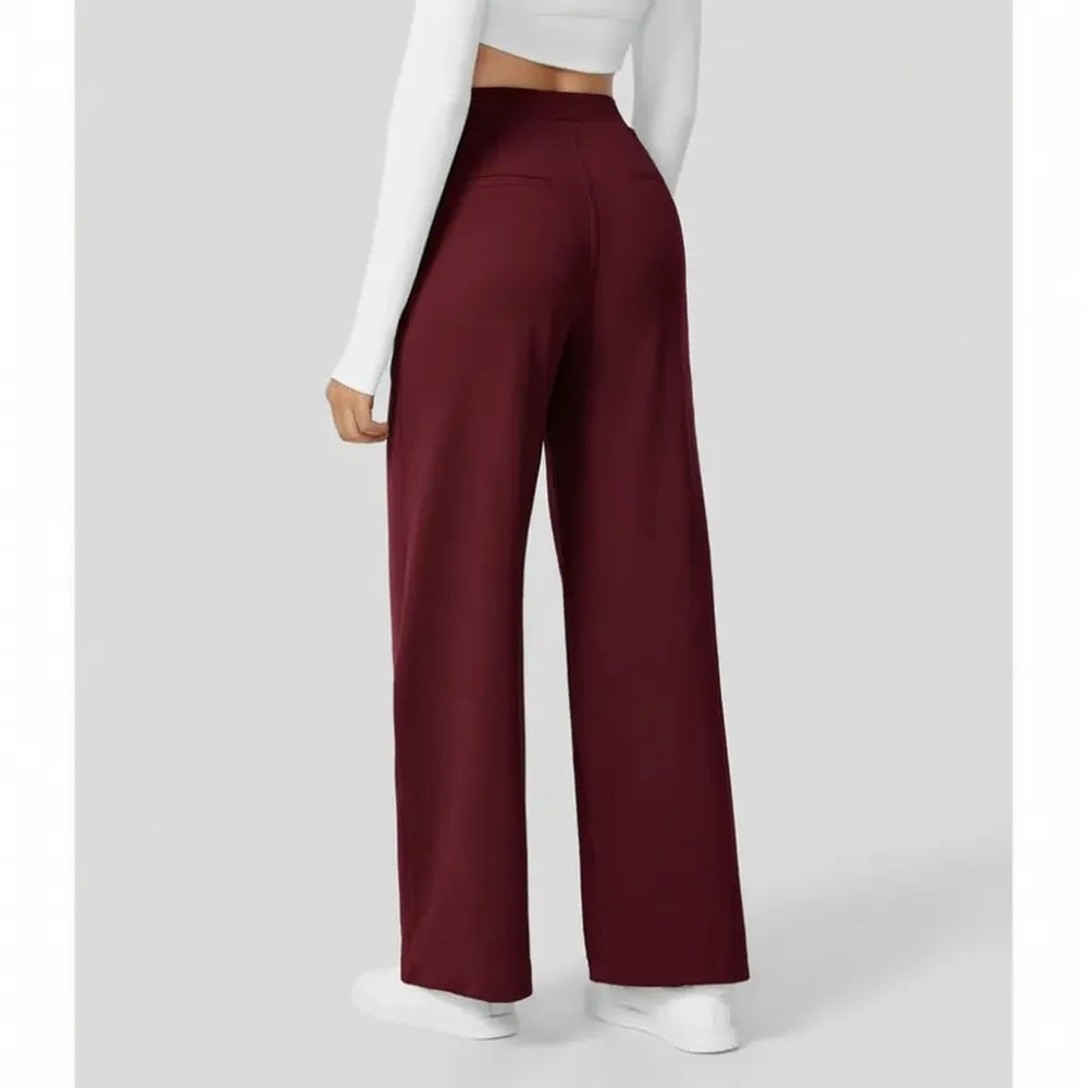 Women's Flattering High Waist Work Pants – Stretchy Straight Leg Trousers, Perfect from Office to Weekend